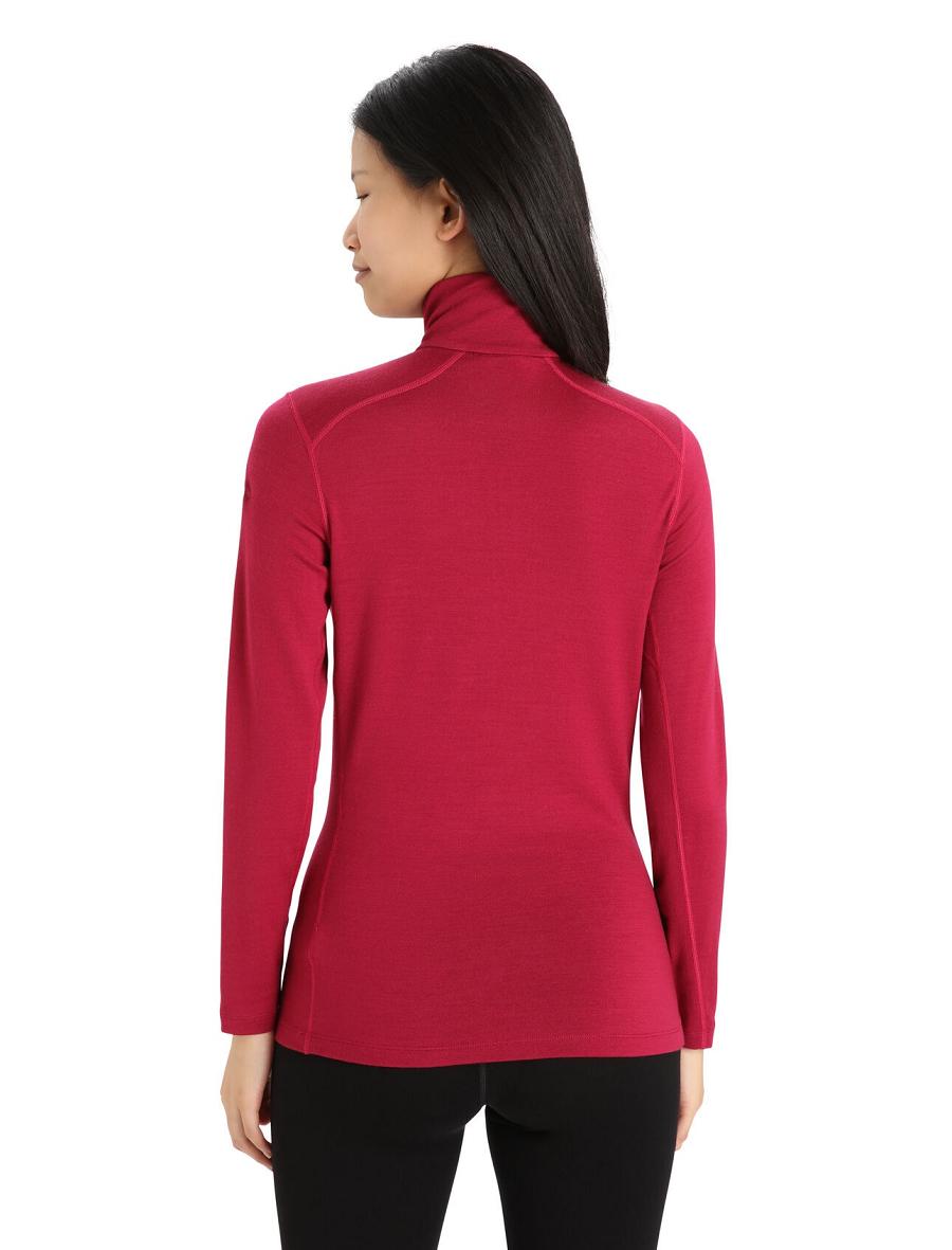 Cherry Women's Icebreaker Merino 260 Tech Long Sleeve Half Zip Thermal Top Base Layers | USA 1913SGLO